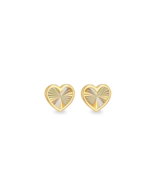 9ct Yellow Gold Rainbow Heart Earrings