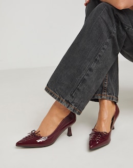 Kiva Lace Front Pointed Toe Court Shoes - Wide Fit (E)