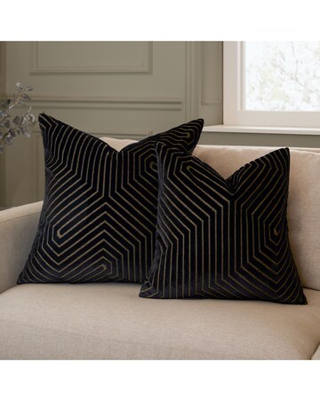 Paoletti Evoke Cut Velvet Large Cushion Cover - Black