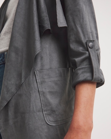 Charcoal Suedette Waterfall Jacket