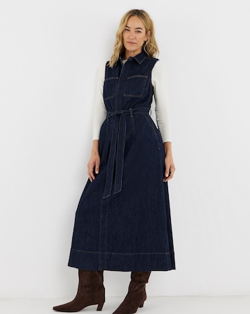 Indigo Sleeveless Pocket Front Midaxi Dress