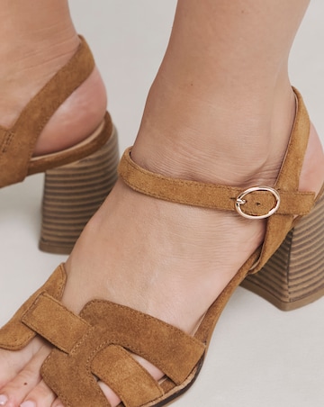 Greta Woven Detail Block Heel Sandals - Extra Wide Fit (EEE)