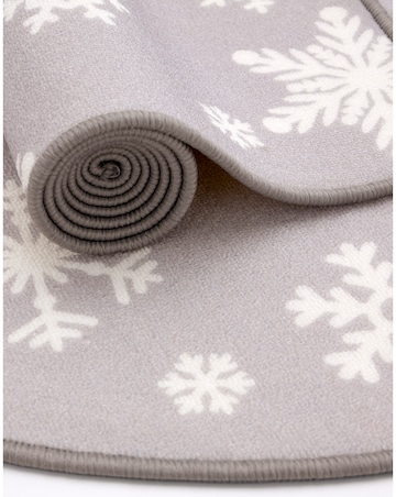 Snowflakes Washable Circle Rug