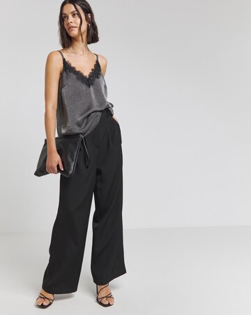 Grey Lace Trim Velvet Satin Sleeveless Cami