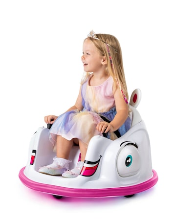 Xootz Kids Electric Unicorn Bumper Car Ride-On - White