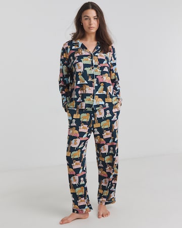 Chelsea Peers Jersey Lounging Dogs Print Pyjama Set
