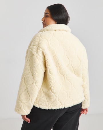Cream Teddy Quilted Zip Through Jacket