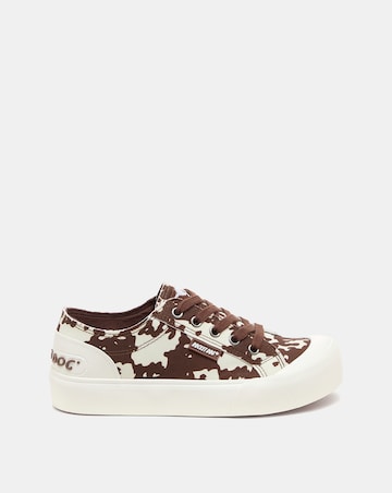 Rocket Dog Cow Print Jazzin Plus Lace Up Canvas Trainers