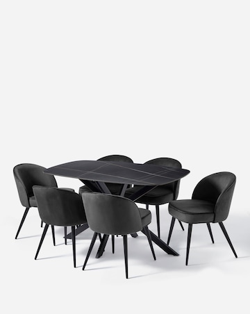 Brock Dining Table with 6 Emilie Velvet Chairs