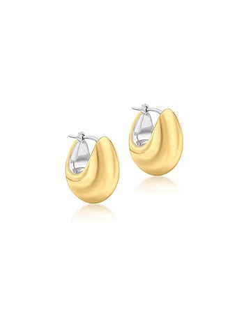 9ct 2-Tone Gold Electroform Hoop Earrings