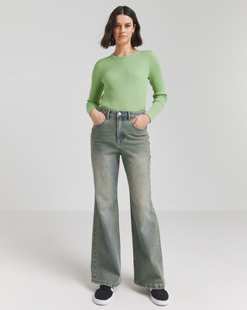 Simply Be Green Long Sleeve Rib Crew Neck Jumper