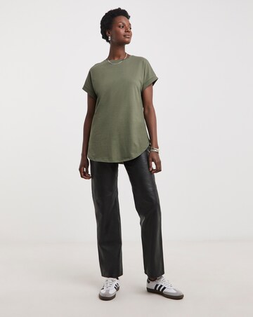 Pure Cotton 2 Pack Short Sleeve Curved Hem Longline Top