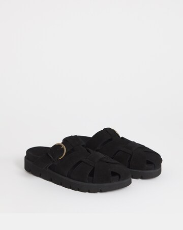 Aziza Suede Woven Closed Toe Mule Shoes - Wide Fit (E)