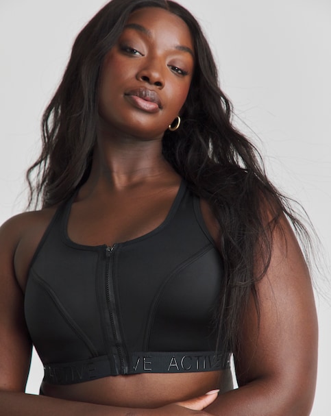 High Impact Zip Front Sports Bra Black