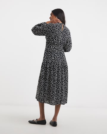 Simply Be Spot Print Drop Waist Cinch Detail Midi Dress