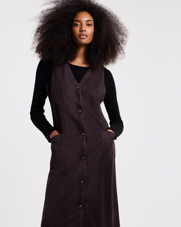 Simply Be Chocolate Suedette Button Through Midi Dress