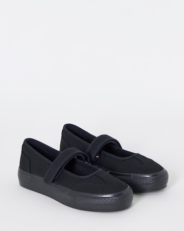 Andrea Mary Jane Canvas Plimsols - Wide Fit (E)