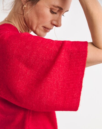 Red Fine Knit Wide Sleeve Jumper