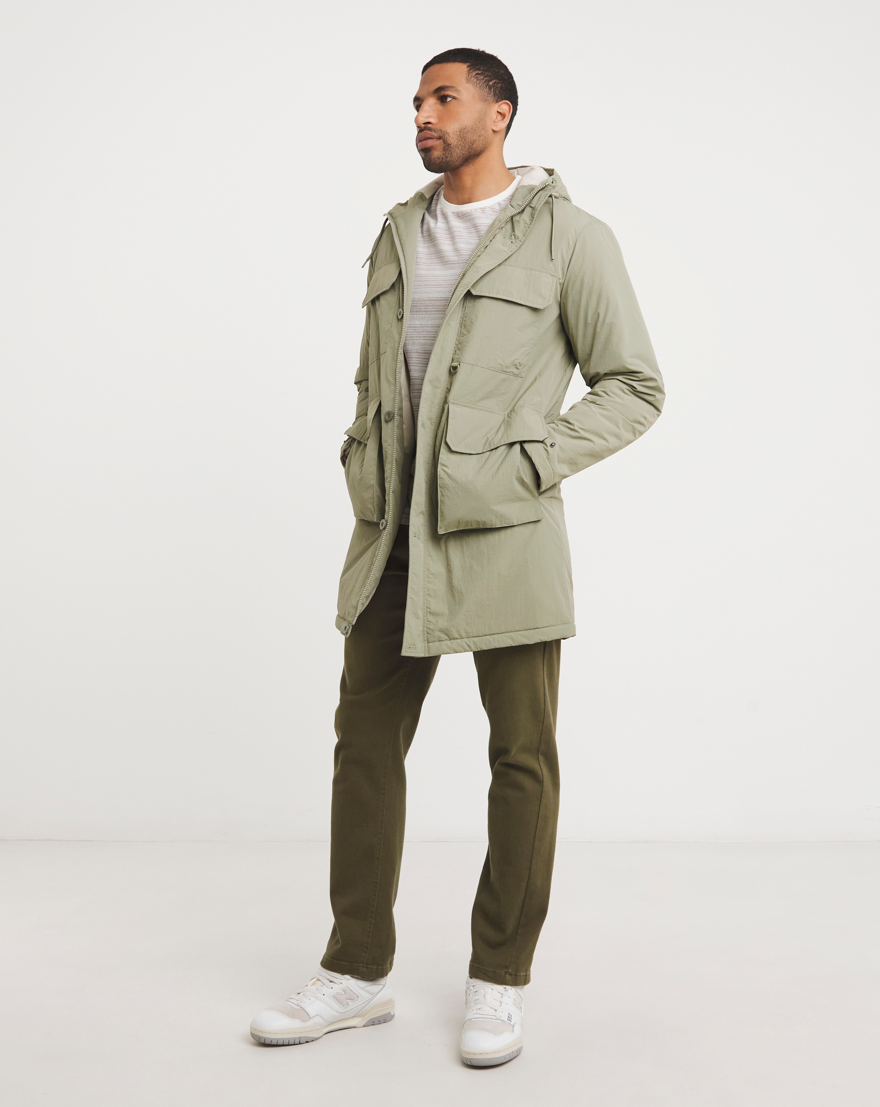 Khaki Shower Resistant Lightweight Padded Parka | Fashion World