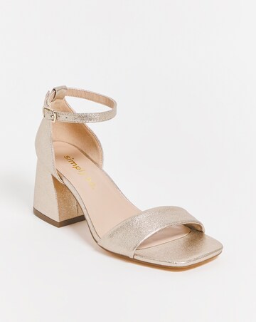 Rimona Metallic Barely There Block Heeled Sandals Wide E Fit