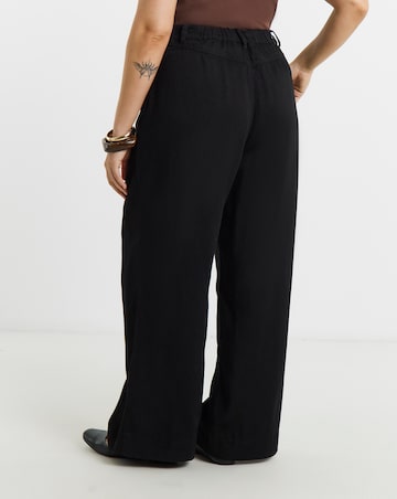 Simply Be Black Lyocell Pleat Detail Wide Leg Jeans