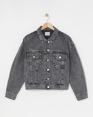 Washed Black Cropped Denim Jacket