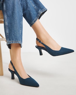 Verona Pointed Toe Slingback Heels - Extra Wide Fit (EEE)