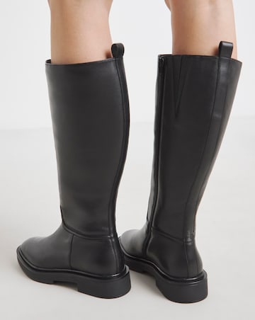 Berry Leather Knee High Riding Boots - Extra Wide Fit (EEE) & Curvy Calf