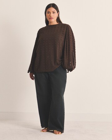 Dobby Exaggerated Sleeve Blouse