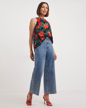 Tropical Print Halter Neck Vest