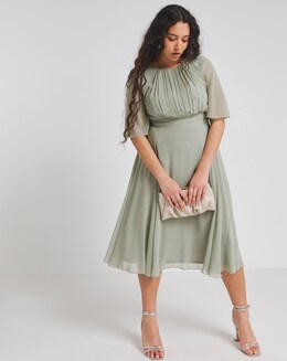 Little Mistress Angel Sleeve Midi Dress
