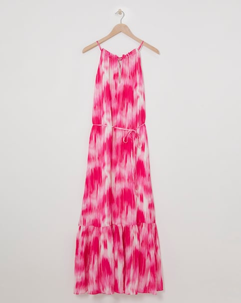 Ro&Zo Pink Tie Dye Texture Tie Waist Maxi Dress
