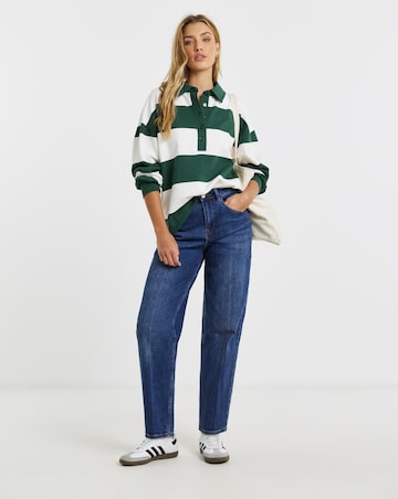 Stripe Polo Neck Sweatshirt