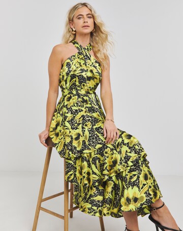 Joanna Hope Satin Tiered Maxi Dress