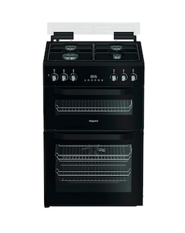 Hotpoint HDD6GDC2B1 60cm Dual Fuel Double Cooker with Glass Lid - Black