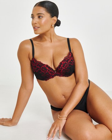 Ann Summers Sexy Lace Planet Plunge Bra Blk/Red