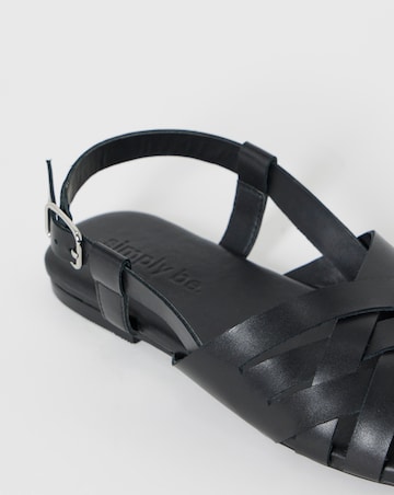 Luz Leather Woven Peep Toe Slingback Sandals - Wide Fit (E)