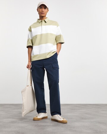 Armor Lux Striped Pale Olive Rugby Polo - Pale Olive