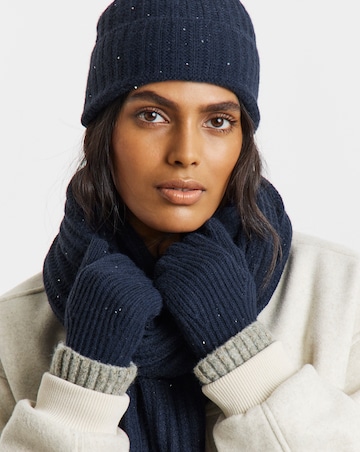 Sequin Detail Scarf, Hat & Glove Set