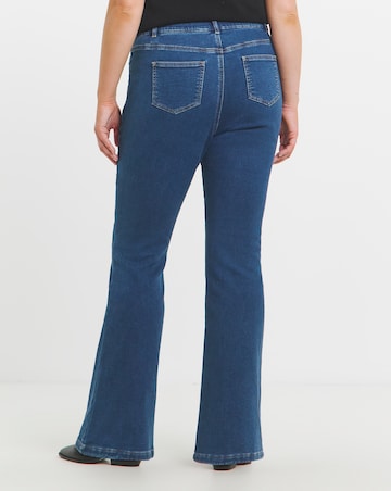 Indigo Fleece Lined Cosy Warm Feel Stretch Flare Leg Jeans