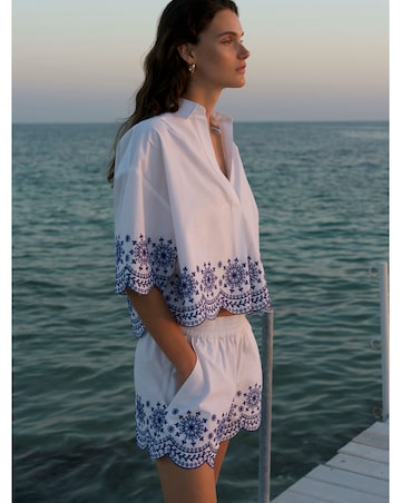 French Connection Cotton Embroidered Popover Shirt