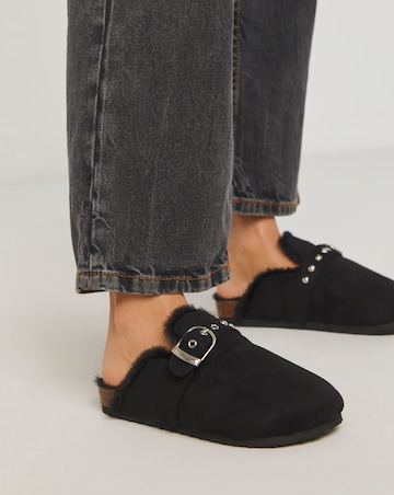 Franny Closed Toe House Shoe With Buckle Detail - Extra Wide Fit (EEE)