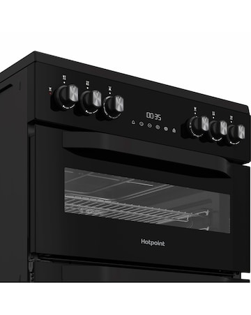 Hotpoint HDD6GDC2B1 60cm Dual Fuel Double Cooker Glass Lid - Black + Install