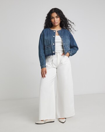 Indigo Collarless Denim Jacket
