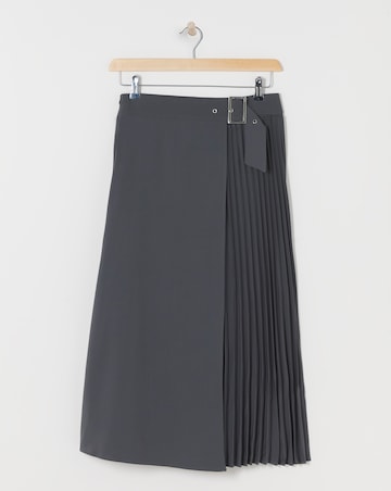 Charcoal Wrap Kilt Pleated Maxi Skirt
