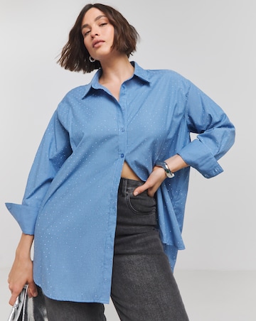 Embellished Oversized Striped Shirt