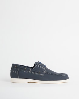 Leather Look Boat Shoe Wide Fit