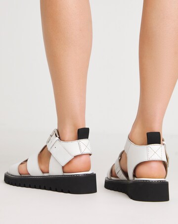 Lyla Leather Chunky Buckle Sandals - Wide Fit (E)