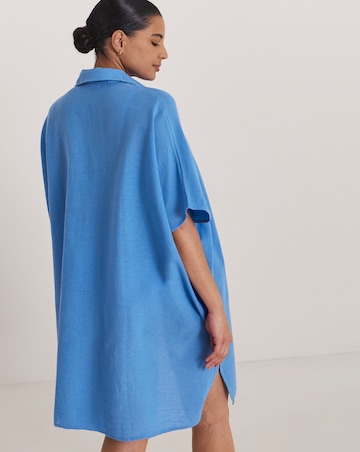 Beach To Beach Button Up Beach Shirt Blue