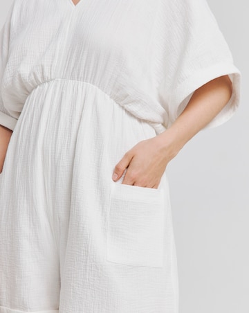Simply Be White Cheesecloth Playsuit